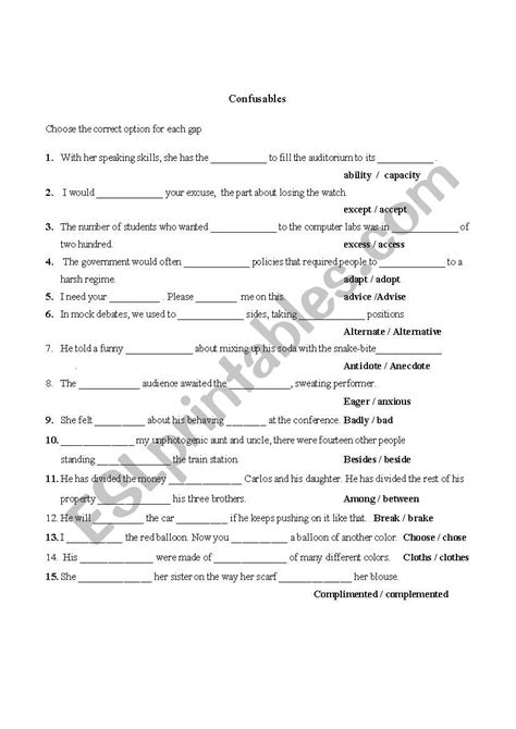 Confusables - ESL worksheet by FlorPreti