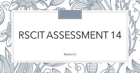 Rkcl Ilearn Rscit Assessment 14 साइबर सुरक्षा और जागरूकता