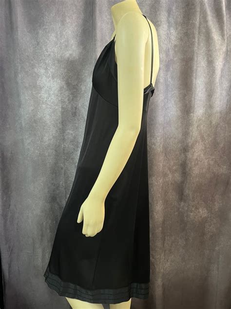 Vintage Lingerie Nightie Long Slip Black Size Gem
