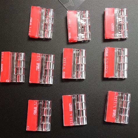 10x Acrylic Hinges No Glue Required Self Adhesive Transparent Clear