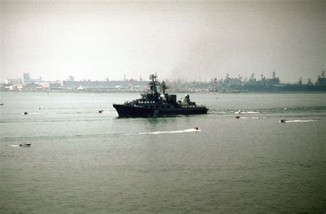 A Port Bow View Of The Soviet Slava Class Guided Missile Cruiser