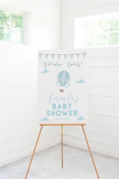 Hot Air Balloon Baby Shower Welcome Sign Up In The Air Theme Etsy