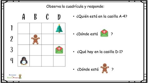 Orientaci N Espacial En Cuadr Cula Con Dibujos Navide Os Cuadricula