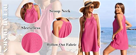 AI MAGE Womens Swimsuit Cover Up Hollow Out Crochet Coverups Sleeveless Beach Dress Tank Bikini