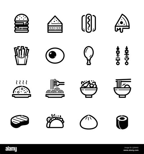 Food Icons With White Background Stock Photo Alamy