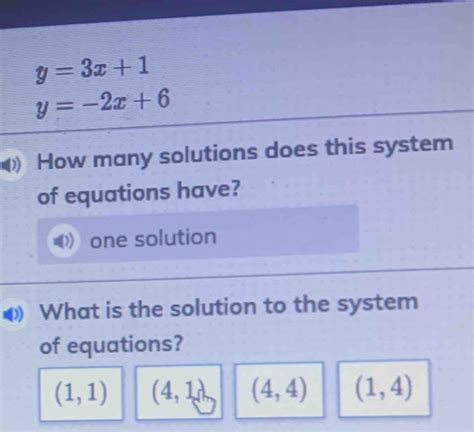 Solved Y 3x 1 Y 2x 6 How Many Solutions Does This System Of Equations