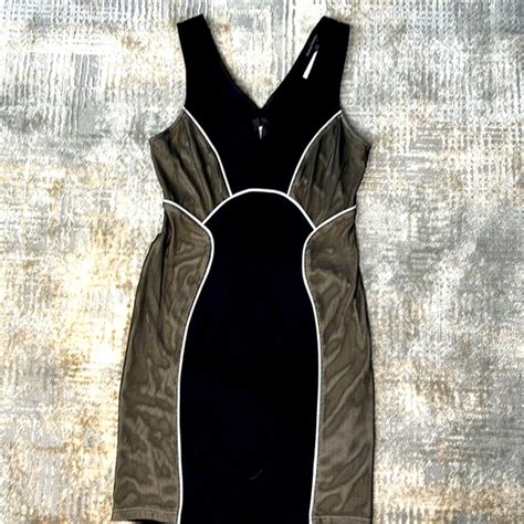 Jealous Tomato Dresses Nwt Black Nude Bodycon Wmesh Panel And White Piping Detail Jealous