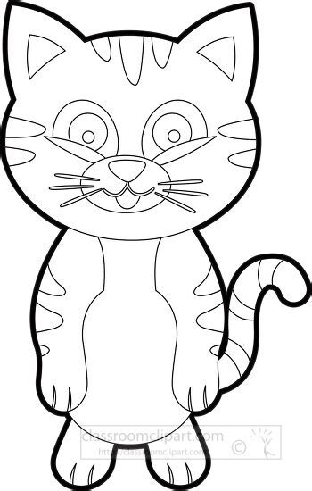 Animal Outline Clipart Cute Kitten Standing Playfully Printable Cutout