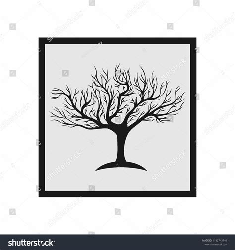 Vektor Stok Naked Tree Silhouette Frame Vector Eps Tanpa Royalti Shutterstock