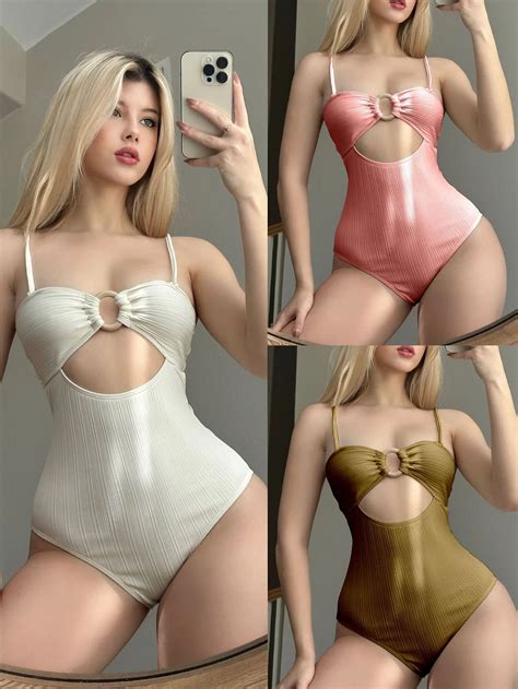 Churchf New Solid Color Conjoint Special Fabric Swimsuit Bikini Bikini