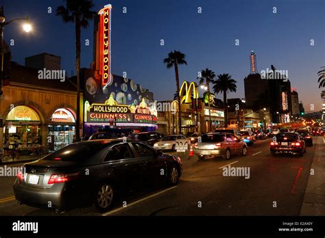 United States, California, Los Angeles, Hollywood Boulevard at night ...