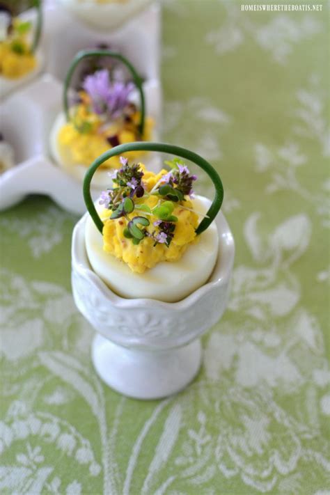 Deviled Egg Baskets With Edible Flowers For Easter Edible Flowers