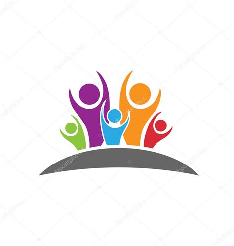 Gente feliz y optimista logo concepto de felicidad y éxito vector