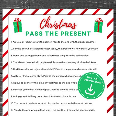 Pass the Present Christmas Game, Pass the Gift Game, Pass the Parcel