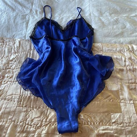 Vintage Blue Teddy Lingerie Size M Excellent Depop
