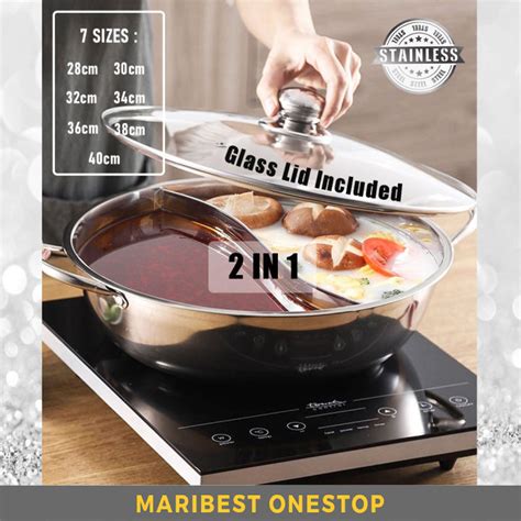 Stainless Steel In Separate Hot Pot To Cm Sizes Two Flavor Steamboat With Glass Lid