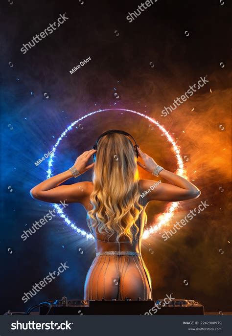 Hot Topless Dj Neon Lights Backside Stock Photo Shutterstock