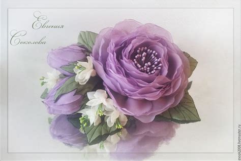 Купить Цветы в прическу Лиловые розы - свадебные аксессуары, для ...