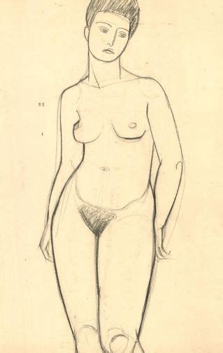 Mid 20th Century Charcoal Drawing Female Nude