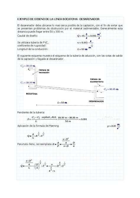 Semana Calculo De Una Aduccion Ejemplo De Diseno De La Linea