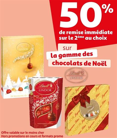 Promo Lindt 50 de remise immédiate sur le 2ème au choix sur la gamme