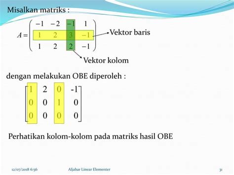 Ruang Vektor Aljabar Linear Elementer Ppt
