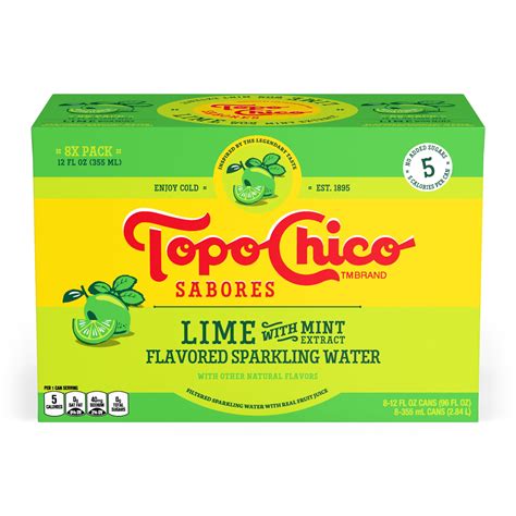 Topo Chico Sabores Sparkling Mineral Water Lime Flavor With Mint