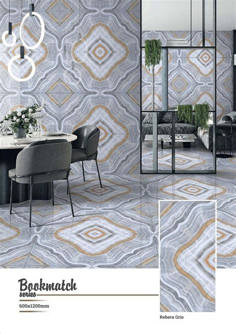 Polished Glazed Vitrified Tiles Bookmatch 600x1200mm 2x4 Feet 60x120