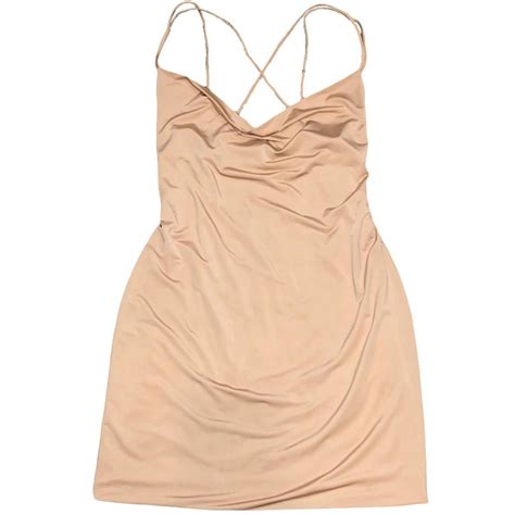 Sexy Nude Cowl Mini Dress Crisscross Open Back Depop