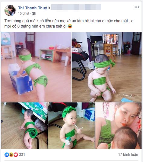 Đỉnh cao sáng tạo của mẹ bỉm sữa Xé áo của mẹ thành bộ bikini cực dễ thương cho con tháng