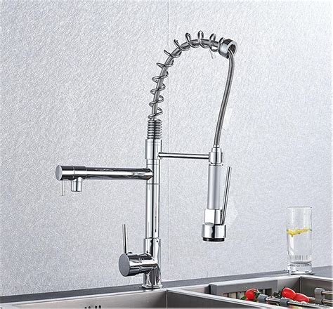 Black Pull Down Brass Kitchen Sink Faucet Hot Cold Water Mixer Crane Tap With Dual Spout