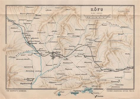 Japan Kofu 1907 Old Antique Vintage Map Plan Chart