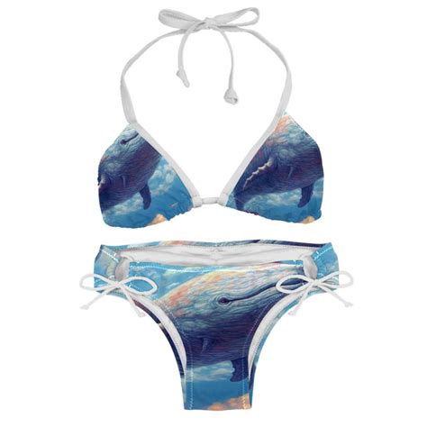 Whale Swim Wear Bikini Set With Detachable Sponge Adjustable Strap