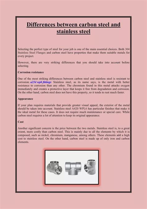 Ppt Differences Between Carbon Steel And Stainless Steel Powerpoint