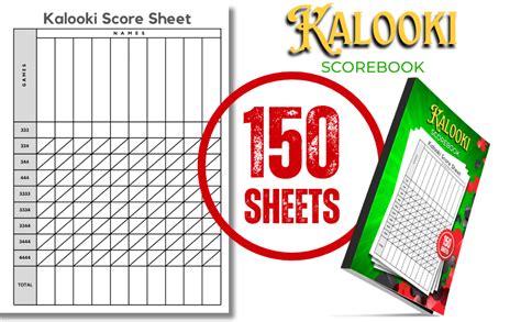 Kalooki Scorebook 150 Sheets For Kalooki Scoring Notebook Size 85 X