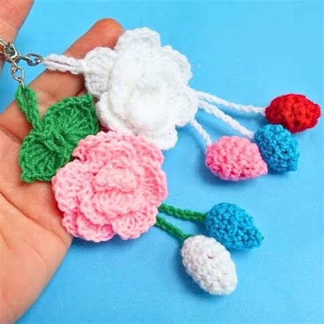Easy Crochet Rose Keychain Tutorial Yarn Items