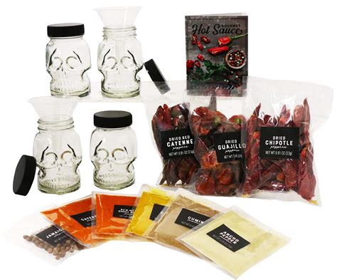 Snapklik Gourmet The Original Diy Hot Sauce Kit Gift Set Includes Skull Glass Jars