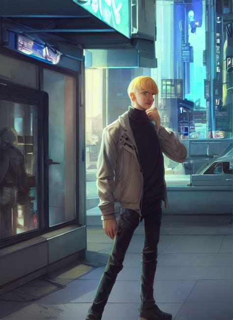 Krea Ai Cyberpunk Beautiful Blonde Teenage Boy Hitman Stan