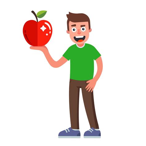 man   apple   hand  vector art  vecteezy