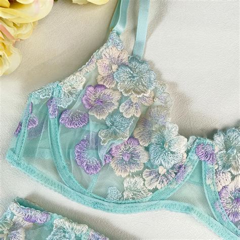 Deep Love Embroidered Floral Bra Hot Sexy Women Underwear