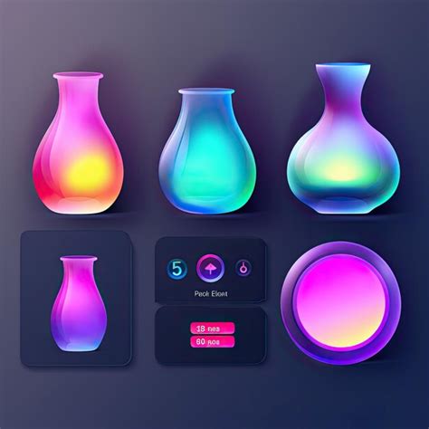 Premium AI Image | a display of different colored glass vases with different colors.