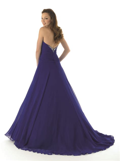 Royal Blue Empire Strapless Sweetheart Low Back High Slit Sweep Train