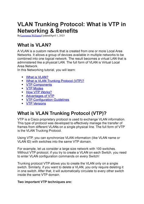 Vlan Trunking Protocol It Allows A Group Of Devices Available In