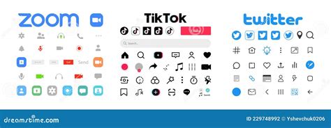 Zoom, Twitter, TikTok Icons, Symbols. Template Frame for Social Media ...