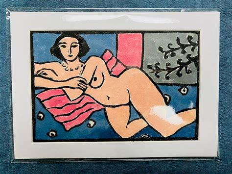 Nude Linocut Nude Woman Matisse Like Art Female Model OOAK Art