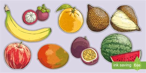 Tripical Fruit Cutouts (teacher made) - Twinkl