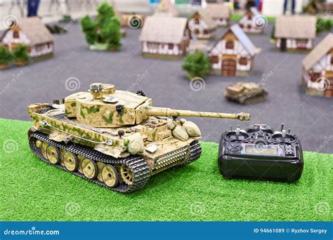 Model Of German Tank Tiger On Radio Control With Remote Stock Image