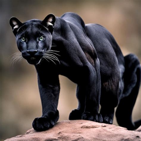 Premium Photo A Black Jaguar Is Standing On A Rock