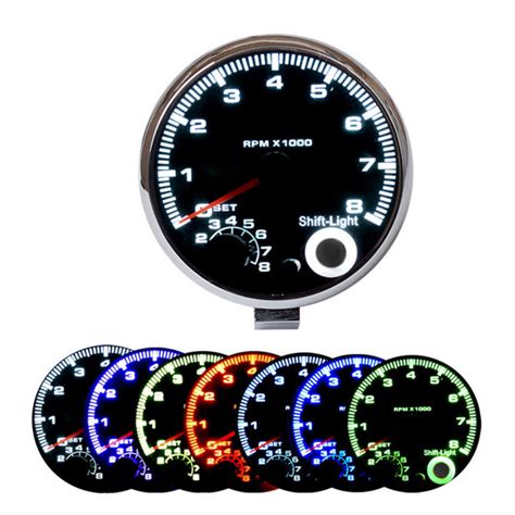 7 Led Colors Background Light 375 Car Universal Black Tachometer