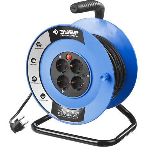 Удлинитель на катушке, ПВС 3х1 кв.мм, 4 гнезда, макс.мощн. 2200Вт, 30м ...